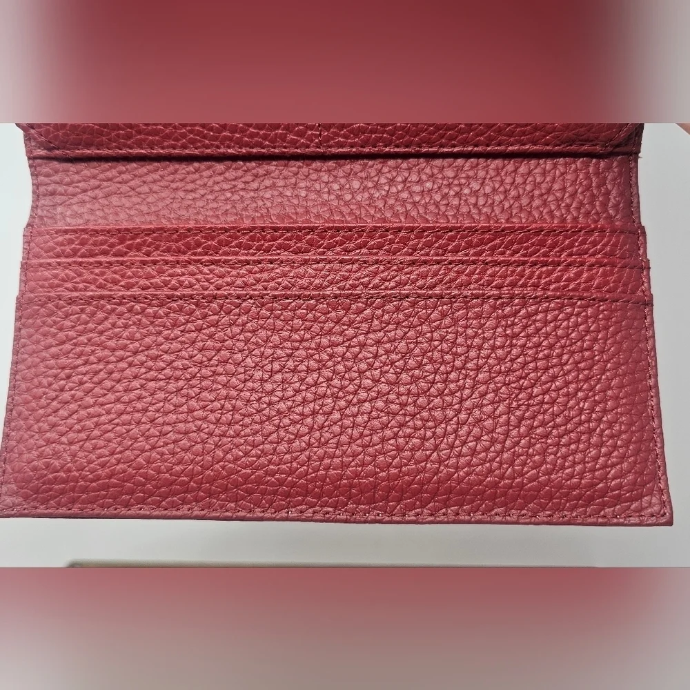 Willsons Leather Red Pebbled Leather Wallet Threefold Credit Card ID Checkbook
